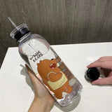 'We Bare Bears' Frosted Plastic Water Bottle with Straw - Pkwebstore