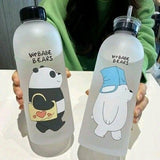 'We Bare Bears' Frosted Plastic Water Bottle with Straw - Pkwebstore