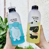 'We Bare Bears' Frosted Plastic Water Bottle with Straw - Pkwebstore