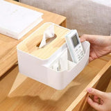 Wooden Desktop Tissue And Remote Holder - Pkwebstore