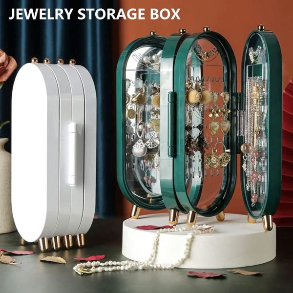 4 Doors Foldable Jewelry Organizer With Mirror - Pkwebstore