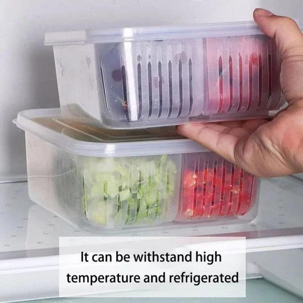 4 Grid Refrigerator Food Storage Plastic Transparent Drain Food Sealed Box - Pkwebstore