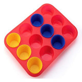 6 Pcs Cup Cake Mould Set Silicone - Multicolour Reusable Silicone Cupcake Moulds - Pkwebstore