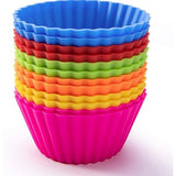 6 Pcs Cup Cake Mould Set Silicone - Multicolour Reusable Silicone Cupcake Moulds - Pkwebstore