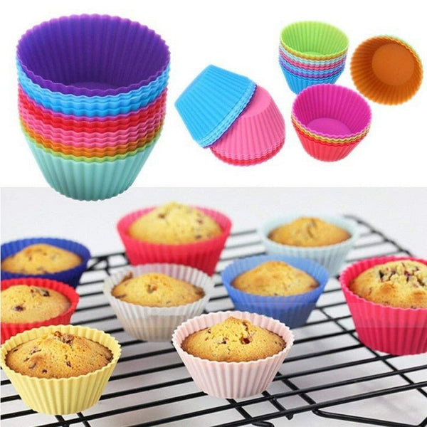 6 Pcs Cup Cake Mould Set Silicone - Multicolour Reusable Silicone Cupcake Moulds - Pkwebstore