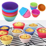 6 Pcs Cup Cake Mould Set Silicone - Multicolour Reusable Silicone Cupcake Moulds - Pkwebstore