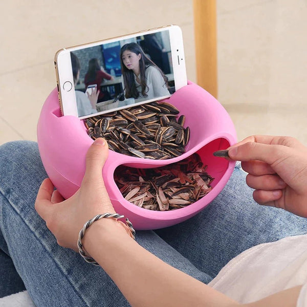 Creative Lazy Snack Bowl With Phone Holder - Pkwebstore