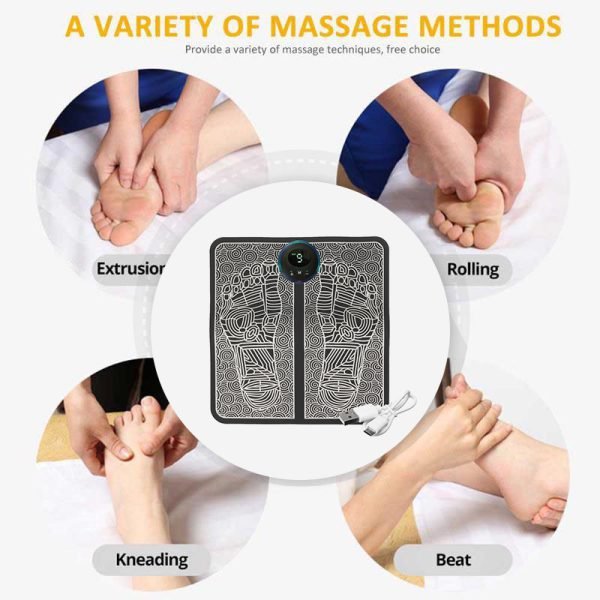 EMS Foot Massager Mat - Electric USB Charging Smart Display - Tens Acupuncture Feet Cushion Blood Circulation Pad Health Care Home - Pkwebstore