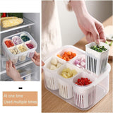 Fridge Food Storage Container With Lid, Airtight Refrigerator Food Box With 6 Pcs Detachable Drain Basket - Pkwebstore