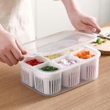 Fridge Food Storage Container With Lid, Airtight Refrigerator Food Box With 6 Pcs Detachable Drain Basket - Pkwebstore