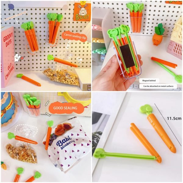 Magnetic Sealing Carrot Clips Pack Of 5 With Container - Pkwebstore