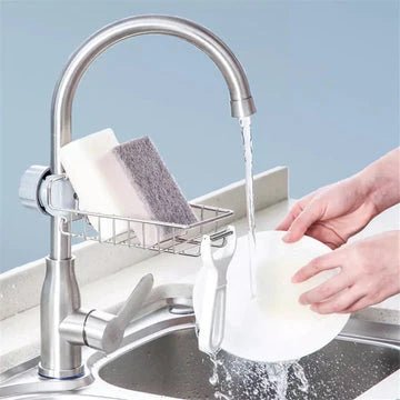 Sink Organizer with Faucet Drain Basket, Soap and Sponge Holder - Pkwebstore